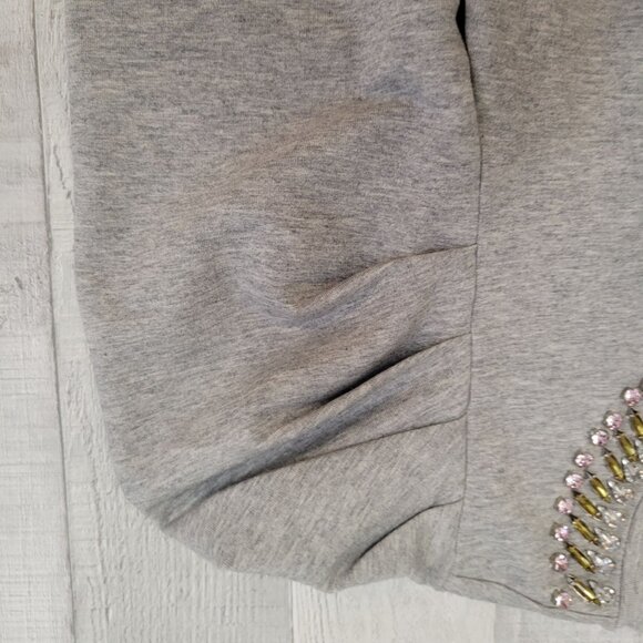 Ann Taylor Embellished Gray Sweatshirt With Gemstone Neckline Small NWT - Picture 8 of 11